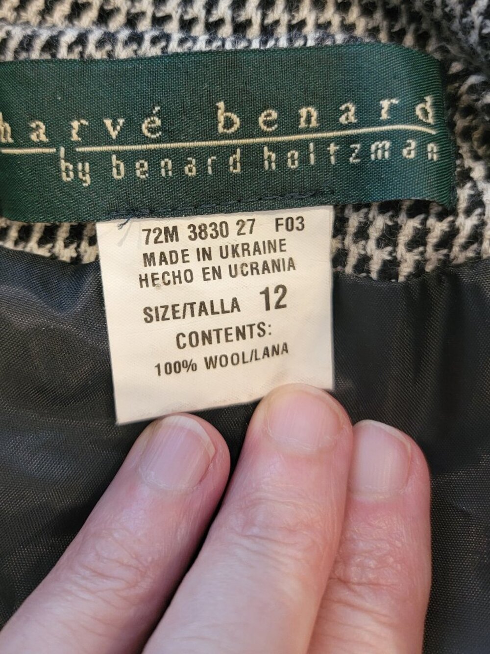 Harve Benard Wool Houndstooth 4 Button Women's Blazer Jacket - Picture 8 of 8